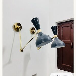 Two brand new mid century wired sconce lights